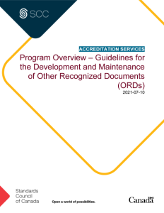 Program Overview – Guidelines for the Development and Maintenance of Other Recognized Documents (ORDs)