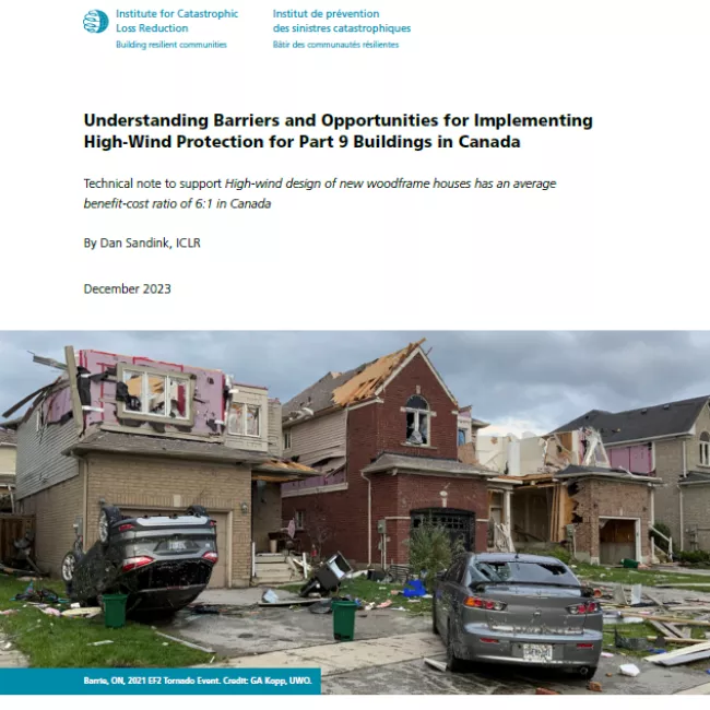 High Winds report cover with wind-damaged houses