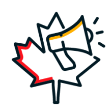 Icon of maple leaf with megaphone