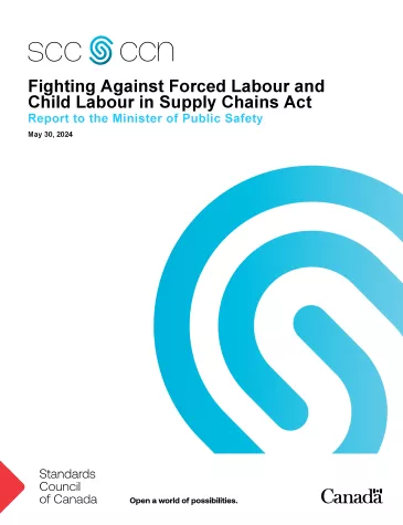 Cover page - Fighting Against Forced Labour and Child Labour in Supply Chains Act - Report to the Minister of Public Safety