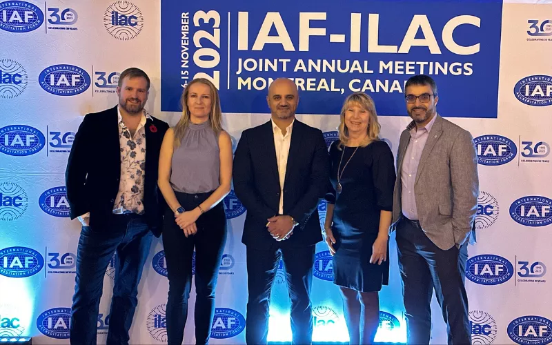 SCC’s Accreditation Services delegation at the ILAC-IAF Joint Annual Meetings in Montreal, Canada: William O’Neill, Magdalena Turlejski, Elias Rafoul, Cynthia Milito and Abdel Kassou.